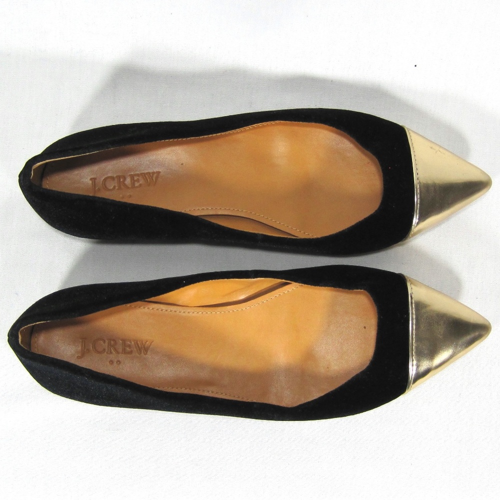 J Crew Black Gold-Dipped Velvet Flats Size: 6M - Picture 5 of 8